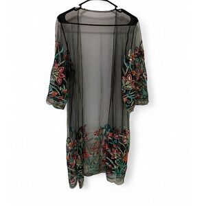 Floral Embroidered Sheer Kimono